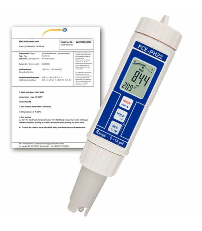 PCE Instruments PCE-PH 22 [PCE-PH 22-ICA] pH and Temperature Meter w/ ISO Calibration Certificate